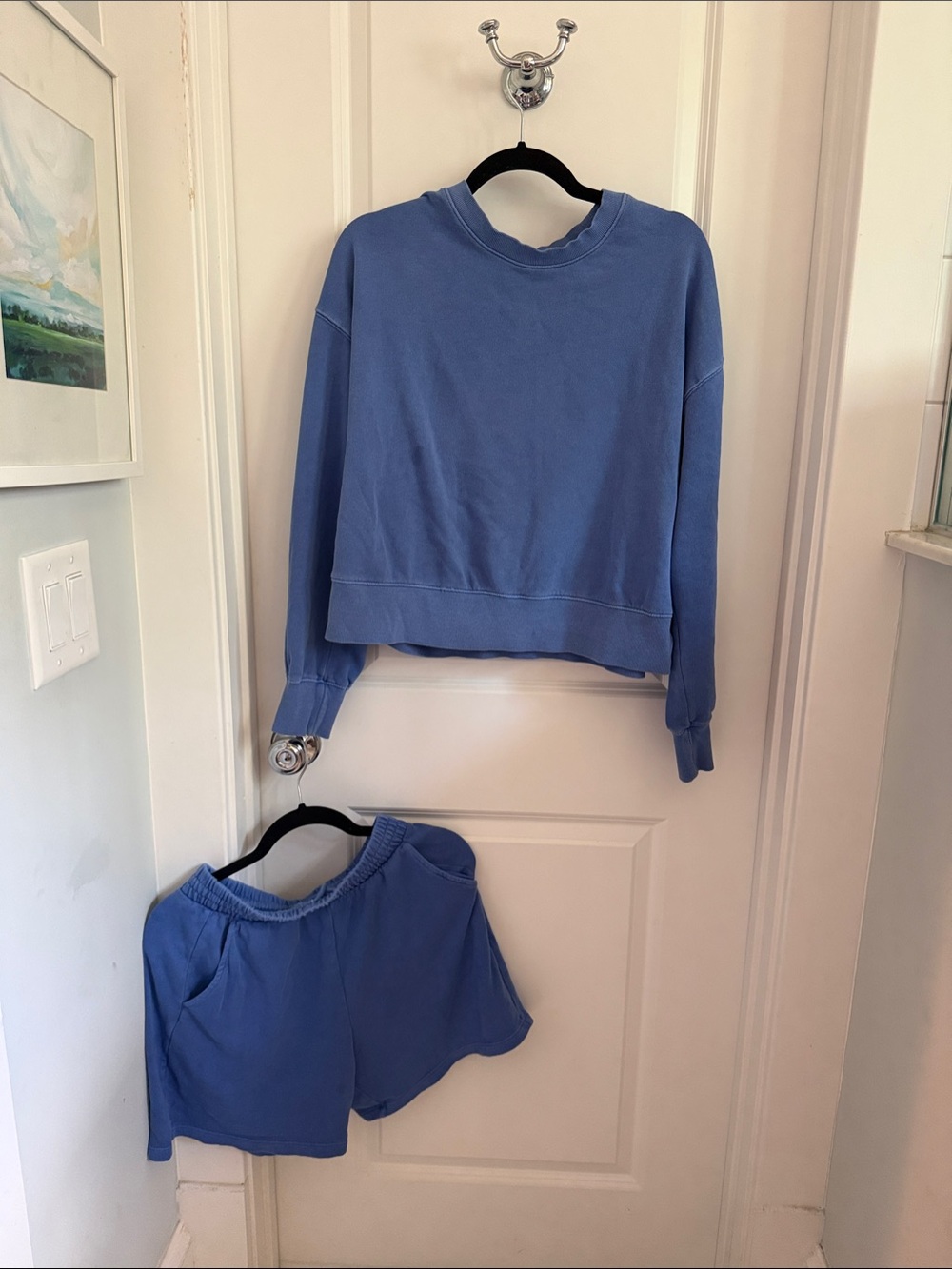 Blue Sweatshirt and Shorts Set